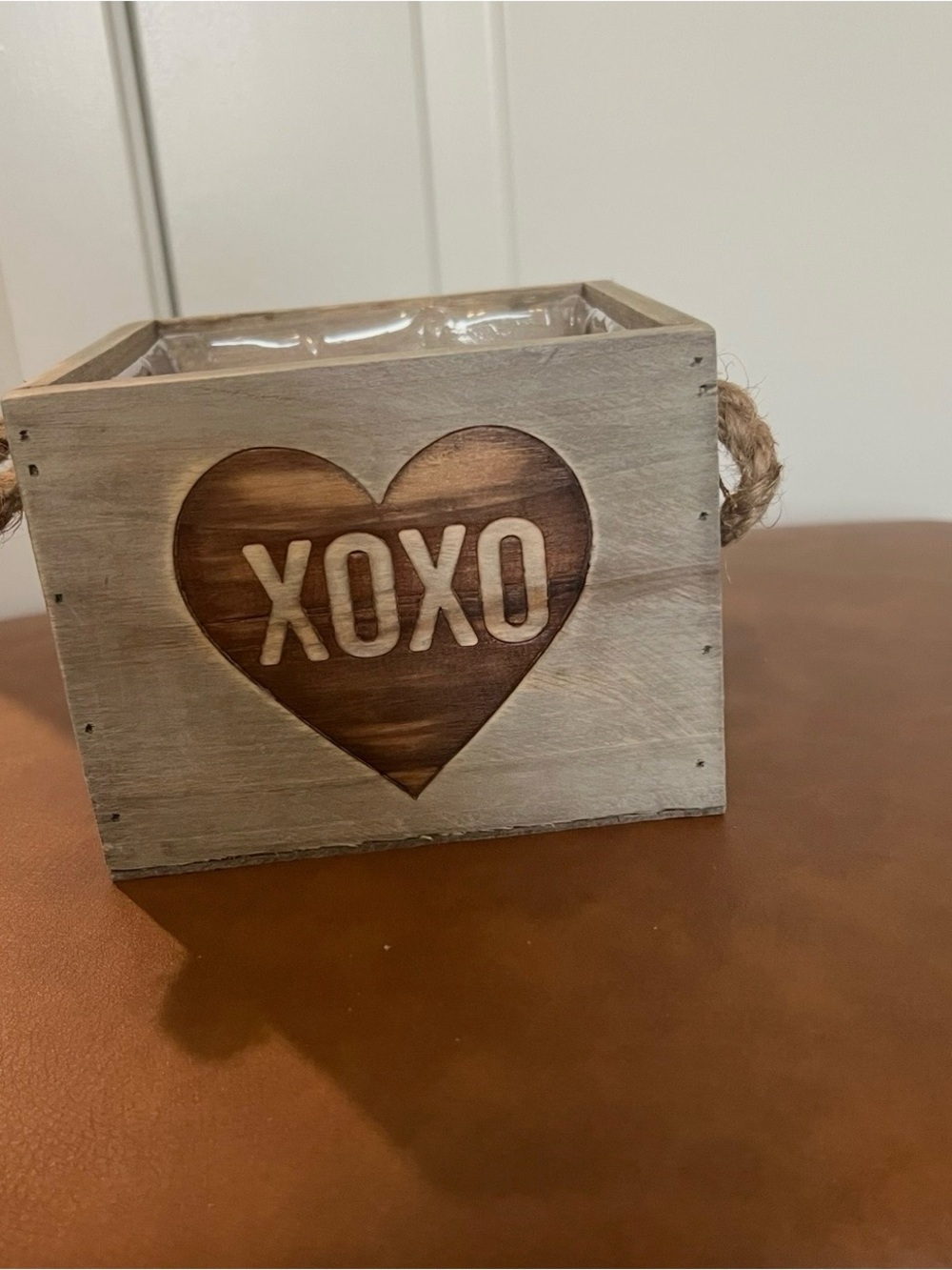 Rustic XOXO Wooden Planter Box - Gray and Brown